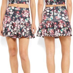 Nordstrom Re:Named Floral Print Flare Skirt Size Small Flirty Ruffle Hem Flounce